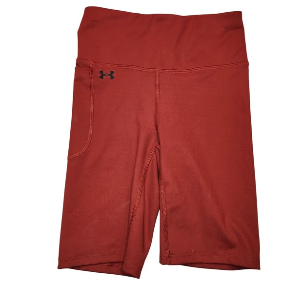 Under Armour Pants - Under Armour‎ NEW Womens High Rise Bike Shorts Dark Red Fitted Side Pocket XS